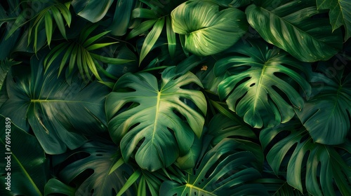 Vibrant Tropical Leaf Backdrop Generative AI