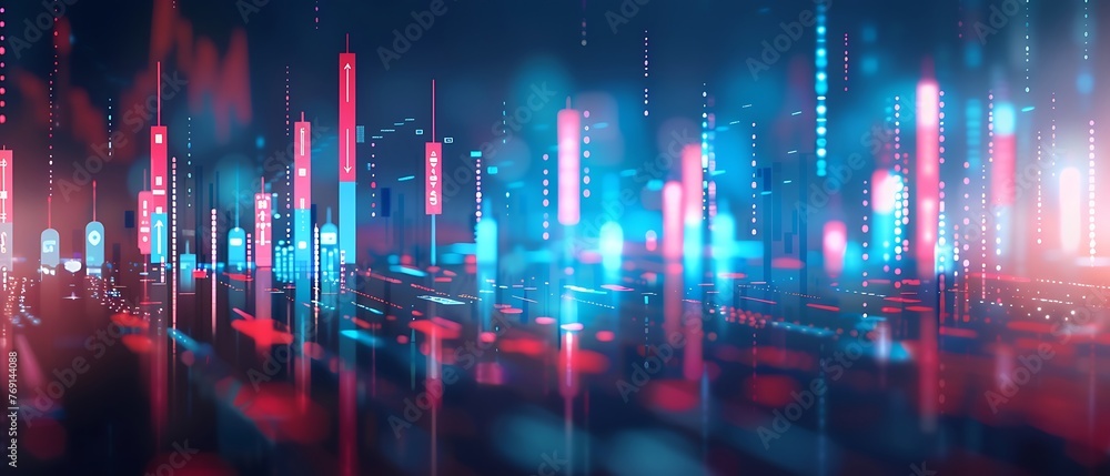 Glowing business forex stock market graphs & charts backdrop, financial and technical stock market data value analysing business and technology Illustration - Generative AI
