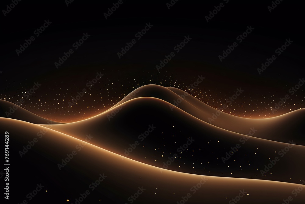 dark background illustration with beige fluorescent lines, in the style of realistic beige skies, rollerwave