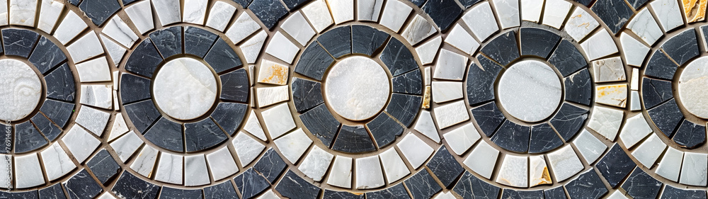 Classic Beauty: Grey and White Mosaic of Concentric Circles