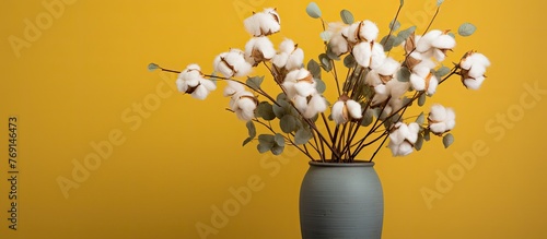 White cotton arranged in a vase, creating a soft and fluffy display