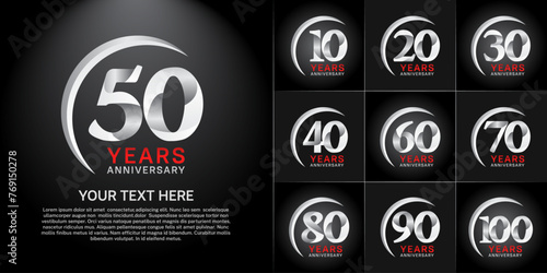 Set of Anniversary Logotype silver color can be use for special day celebration