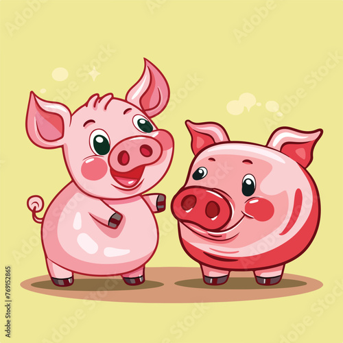 Simple pork and beef illustration cartoon vector 