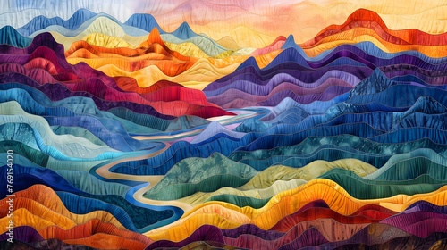 Vibrant Silk Thread Landscape
