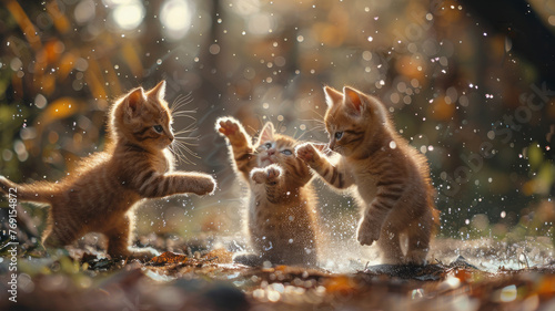 cute little kittens playing, generative ai
