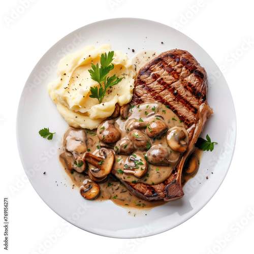 A Plate of Grilled Steak wi...