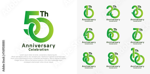 anniversary logotype vector design with green and black color for celebration moment