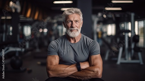 Mature Man Posing in Front of Gym