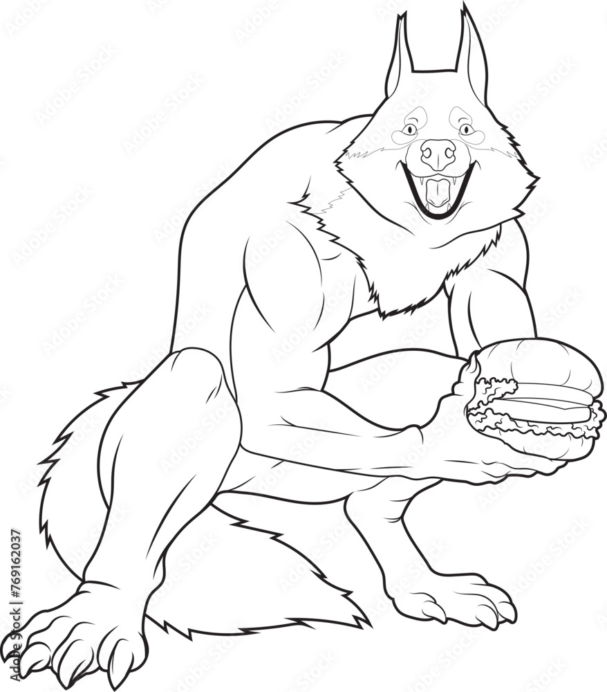 Werewolf Halloween Burger Animal Vector Graphic Art Illustration Werewolf Halloween Burger Animal Vector Graphic Art Illustration