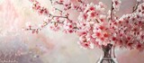 Spring floral arrangement with cherry blossoms in a vase.