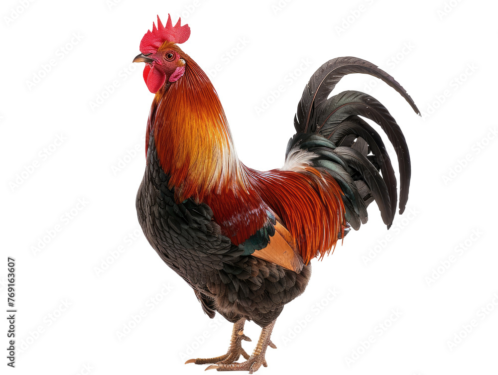 silkie rooster, cutout, png isolated transparent background