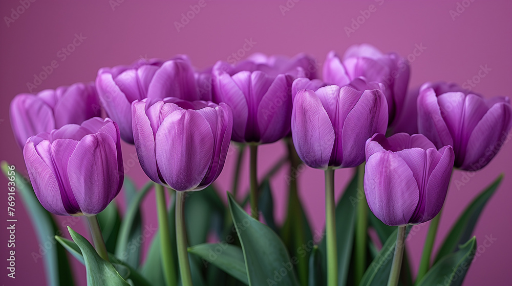 A bouquet of purple tulips is arranged in a vase. AI. A bouquet of purple tulips is arranged in a vase. AI.