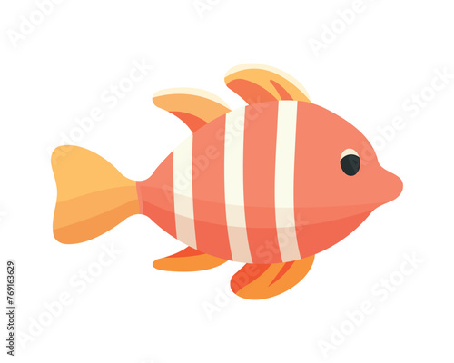 Yellow sea fish. Aquarium fish. Character in flat style. Vector illustration.