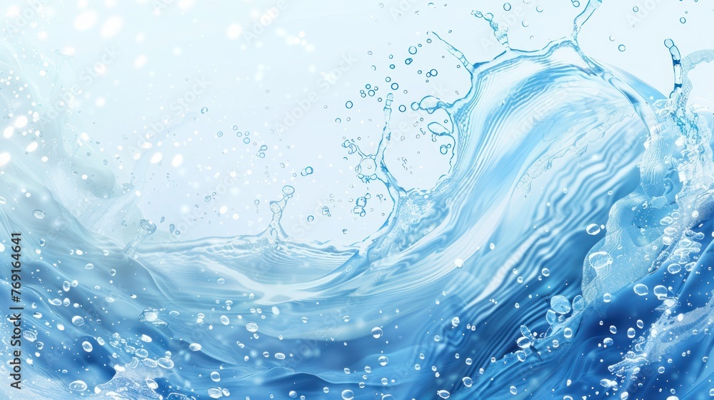 Beautiful transparent cosmetic blue gas bubbles water. AI generated image Beautiful transparent cosmetic blue gas bubbles water. AI generated image
