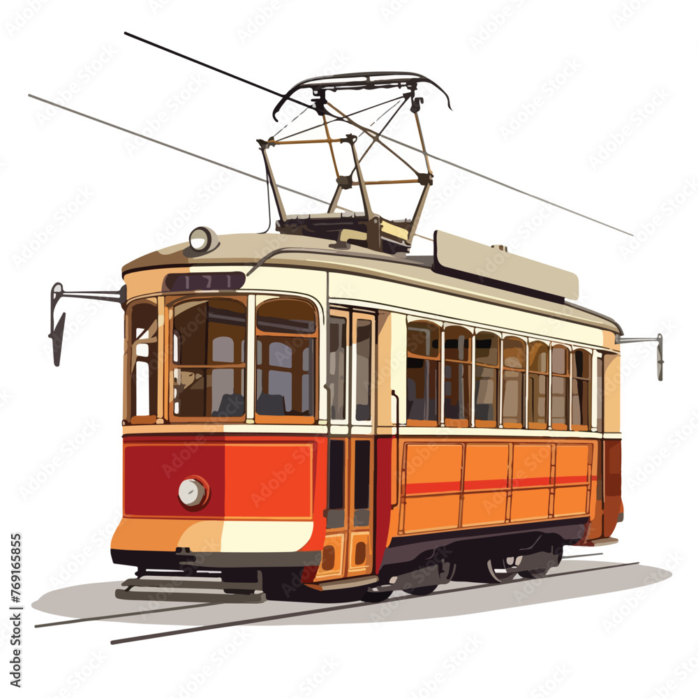 Tram cartoon vector illustration isolated background