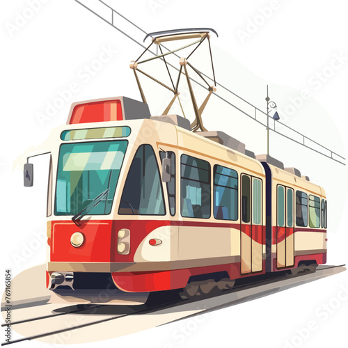Tram cartoon vector illustration isolated background