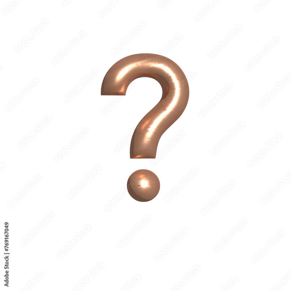 Naklejka premium luxurious golden Peach Fuzz Balloon Font interrogation point symbol in 3d rendering, isolated on transparent background