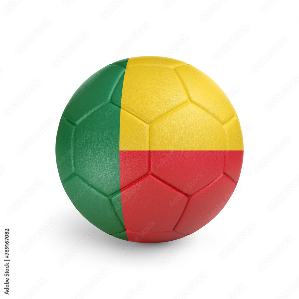 Soccer ball with Benin team flag, isolated on white background Soccer ball with Benin team flag, isolated on white background