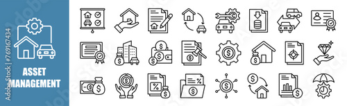 ASSET MANAGEMENT icon set for design elements
