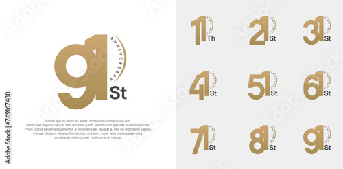 anniversary logotype vector set, gold color can be use for special day celebration