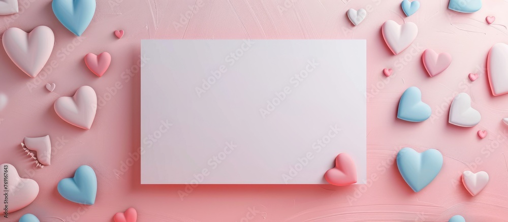 White board on pastel heart background. White board on pastel heart background.