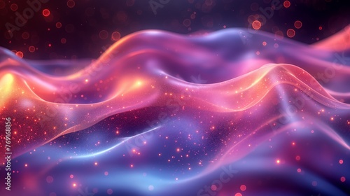 colorful abstract background with pink and blue shiny glowing wavy surfaces