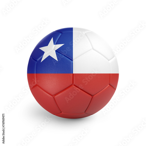 Soccer ball with Chile team flag  isolated on white background