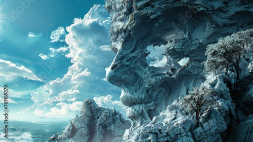 Exquisite extreme close-up of surrealistic digital art showcasing surreal landscapes and distorted figures, inspiring imaginative wallpaper designs. photo