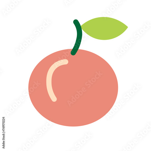 color isolated peach fruit in flat style in vector. image of natural healthy eco food.template for logo sticker poster print decor design