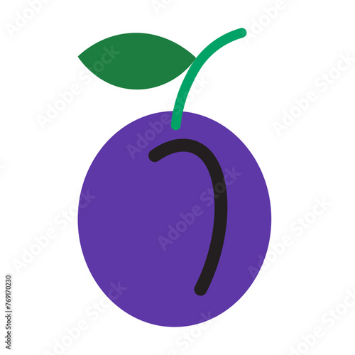 color isolated plum fruit in flat style in vector. image of natural healthy eco food.template for logo sticker poster print decor design
