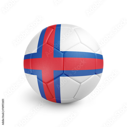 Soccer ball with Faroe Island team flag  isolated on white background