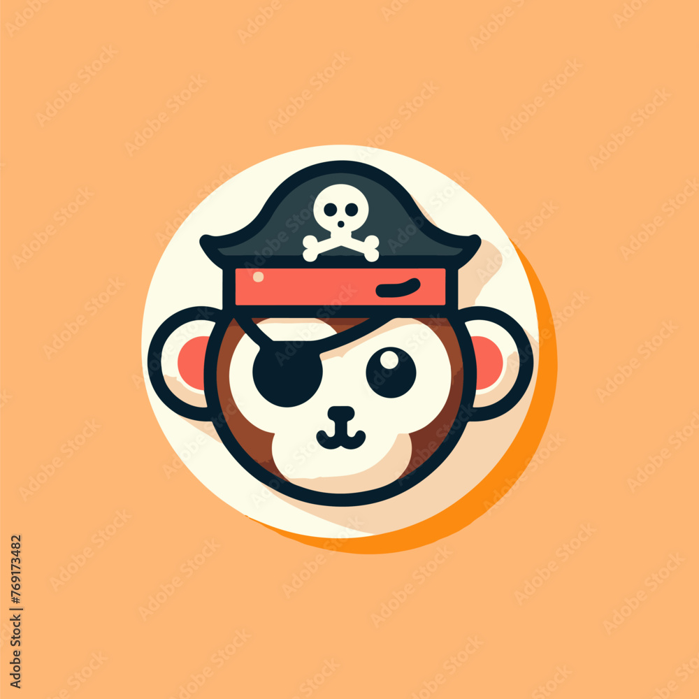 Pirate Monkey With Eye Patch Vector Illustration