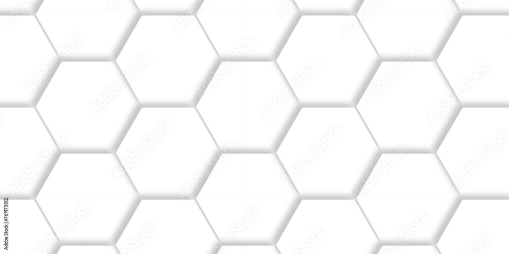 Seamless pattern with hexagons. 3d Hexagonal structure futuristic white background and Embossed Hexagon. Hexagonal honeycomb pattern background with space for text. Abstract Technology, Futuristic.
Seamless pattern with hexagons. 3d Hexagonal structure futuristic white background and Embossed Hexagon. Hexagonal honeycomb pattern background with space for text. Abstract Technology, Futuristic.