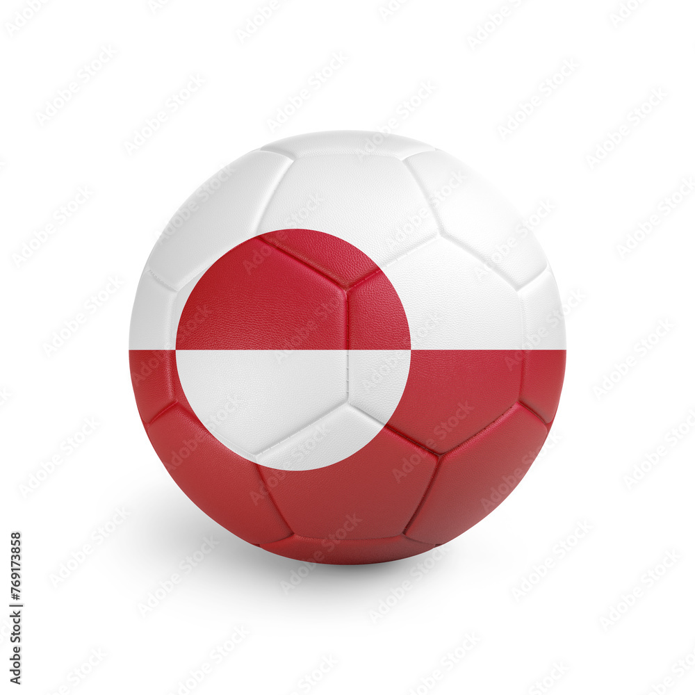 Soccer ball with Greenland team flag, isolated on white background Soccer ball with Greenland team flag, isolated on white background