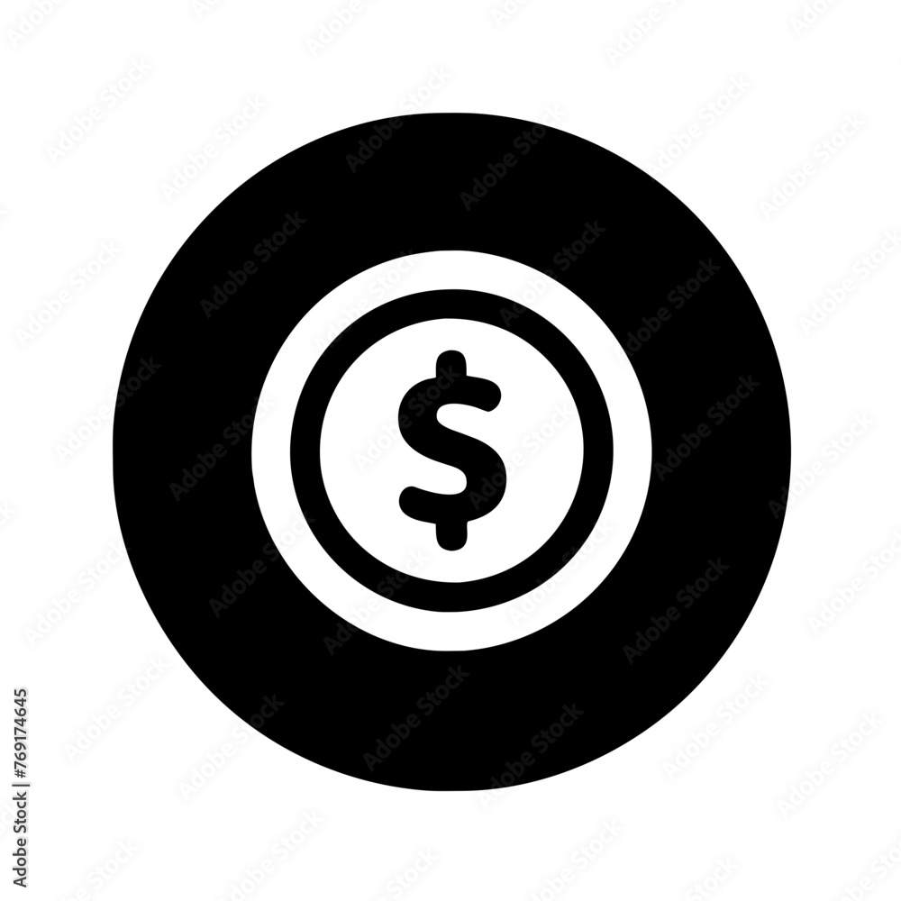 US Dollar coin icon on a Transparent Background US Dollar coin icon on a Transparent Background