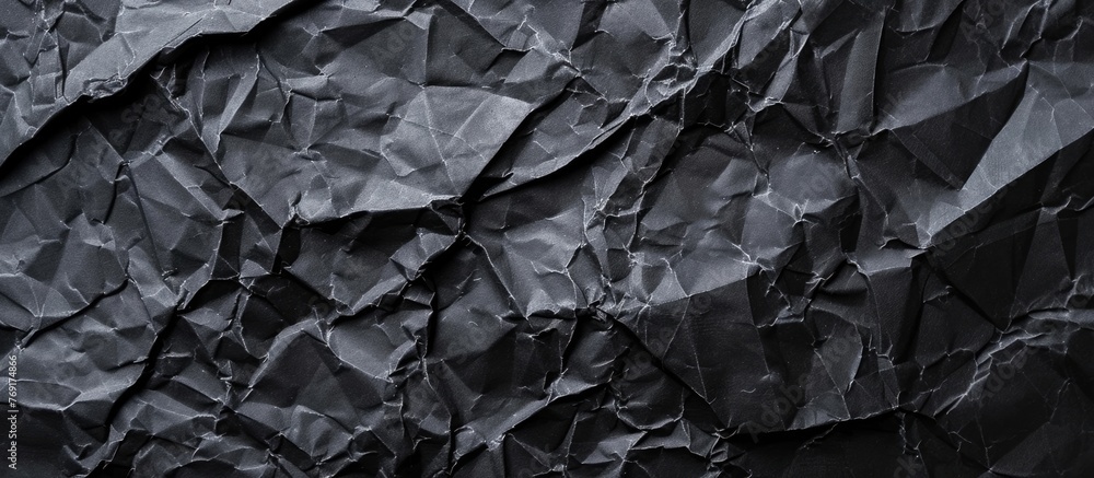 A closeup of a crumpled piece of grey paper on a bedrock, resembling a water pattern, with hints of metal shining through in monochrome photography A closeup of a crumpled piece of grey paper on a bedrock, resembling a water pattern, with hints of metal shining through in monochrome photography