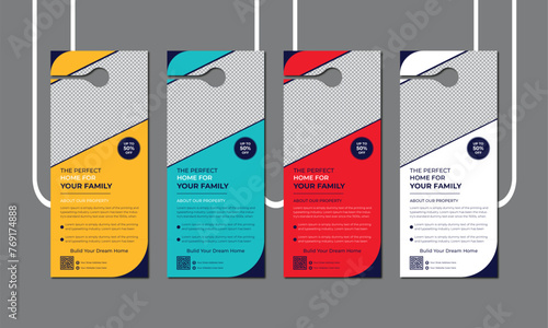Corporate Business Door Hanger Layout Vector Premium Set. Vector illustration, corporate door hanger design.