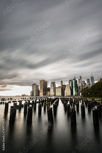 Moody new york city skyline