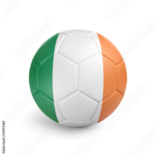Soccer ball with Ireland team flag  isolated on white background