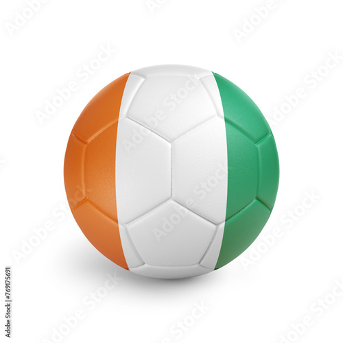 Soccer ball with Ivory Coast team flag  isolated on white background