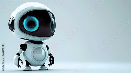 white cute robot on the white background