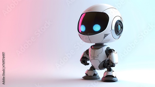 white cute robot on the white background © Spyrydon