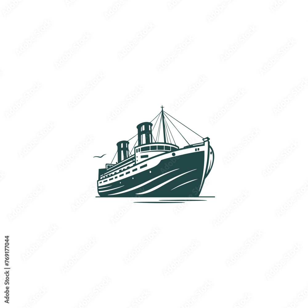 Ship Vector Illustration. Pirate boat. sailboat. Ship Shipping, Transportation by sea.
