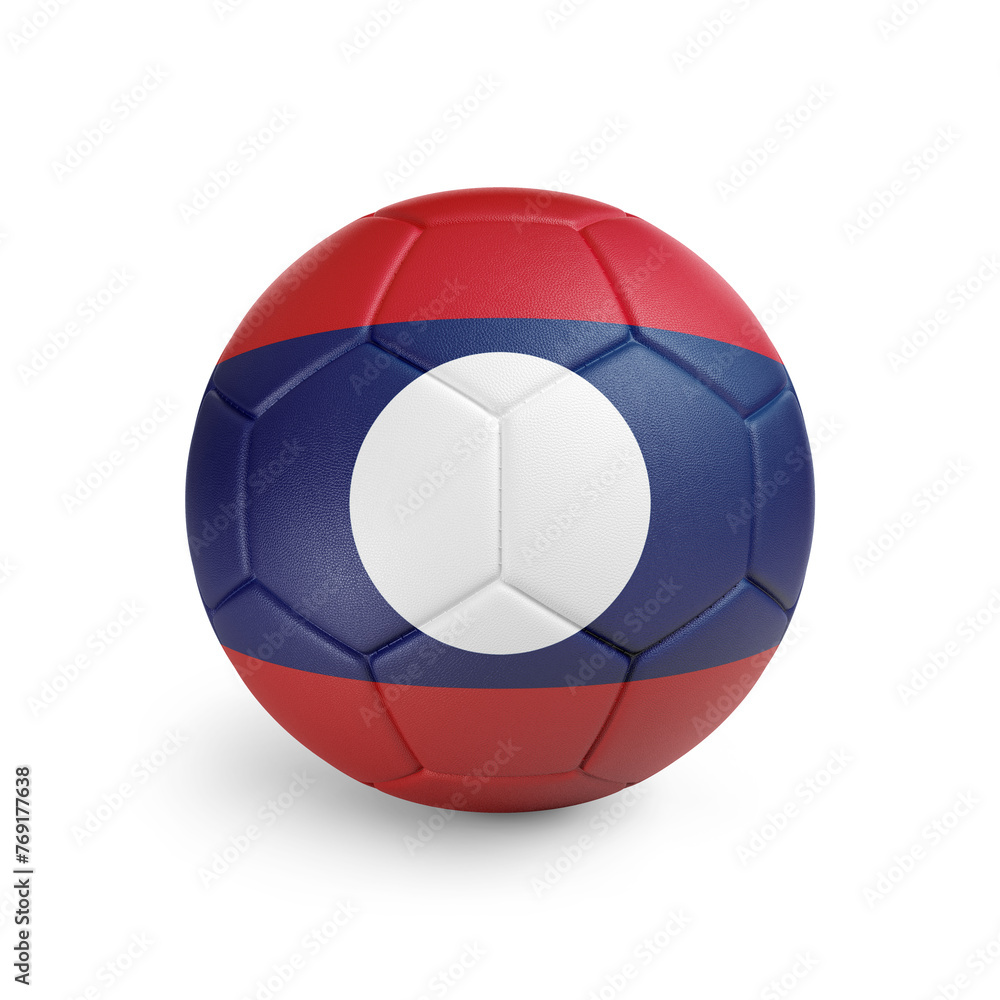Soccer ball with Laos team flag, isolated on white background Soccer ball with Laos team flag, isolated on white background