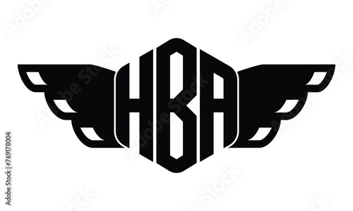 HBA polygon wings logo design vector template. photo