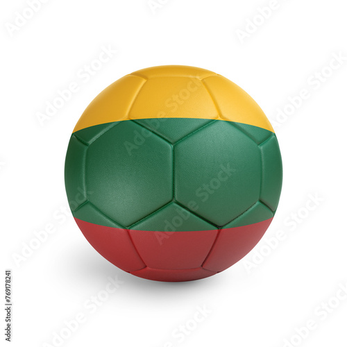 Soccer ball with Lithuania team flag  isolated on white background