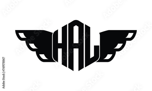 HAL polygon wings logo design vector template.