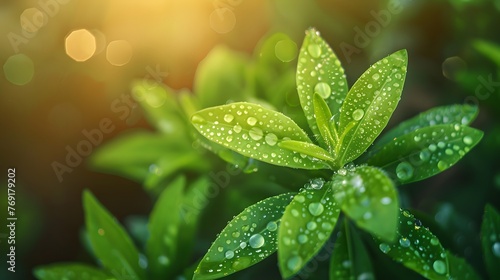 green plant with dew drops