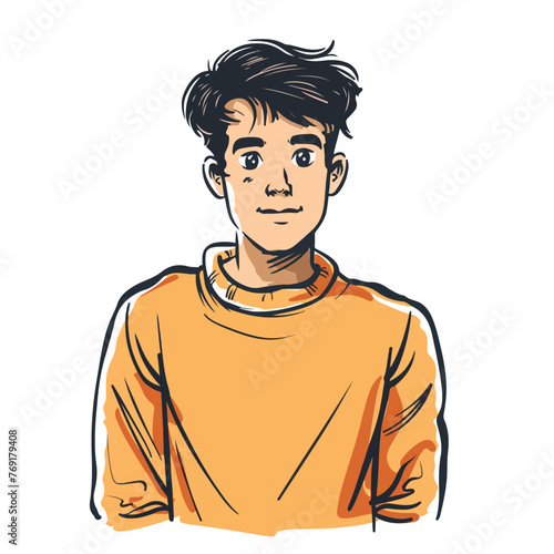 Young man cartoon scribble cartoon vector illustrat