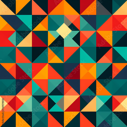 An abstract geometric pattern in bold colors.